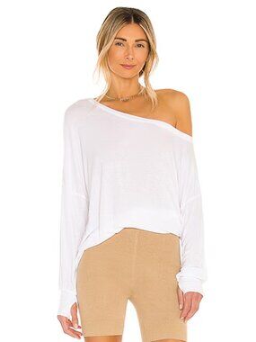 MICHAEL LAUREN Kristopher Core White Jersey Oversized Long Sleeve Tee Size S